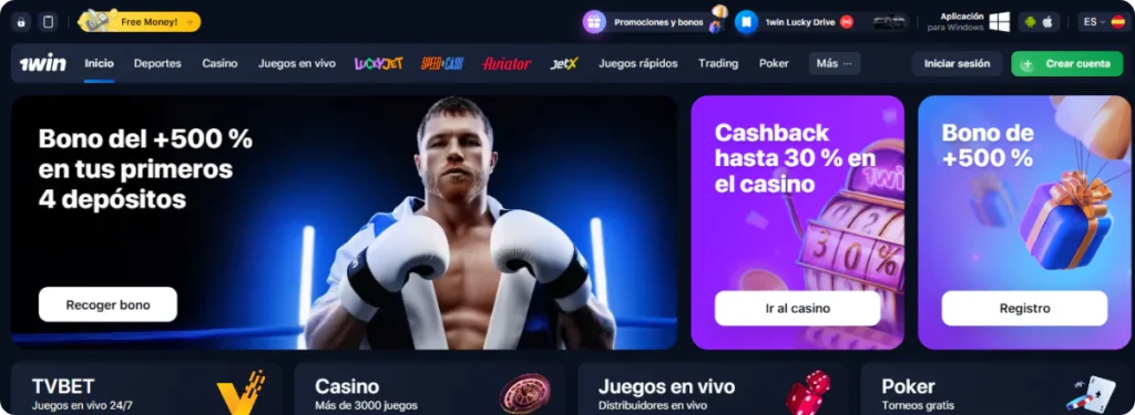 1Win pagina principal Casinos en línea con Visa